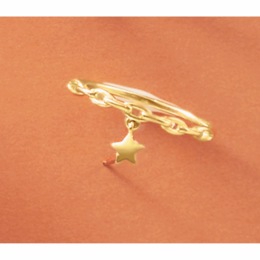 10K Gold Star Charm/Link Ring, , large