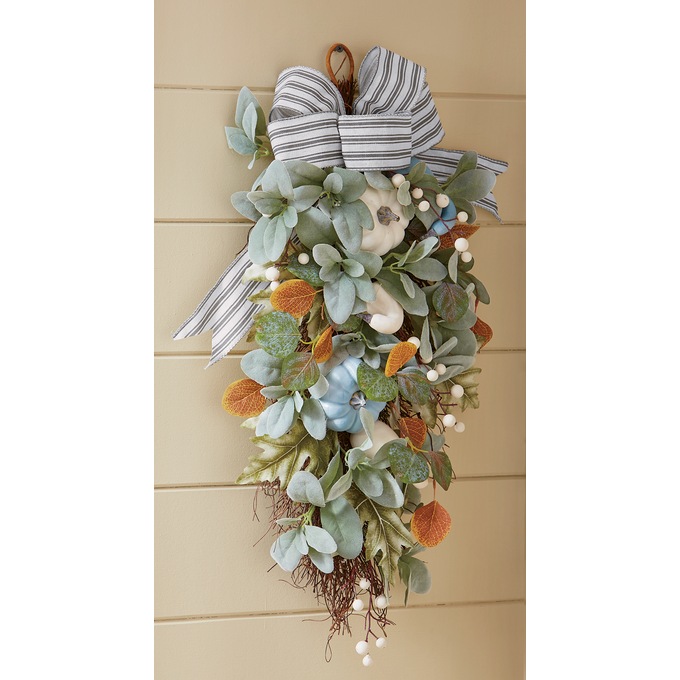 Pumpkin and Leaf Teardop Wall Hanging, , large