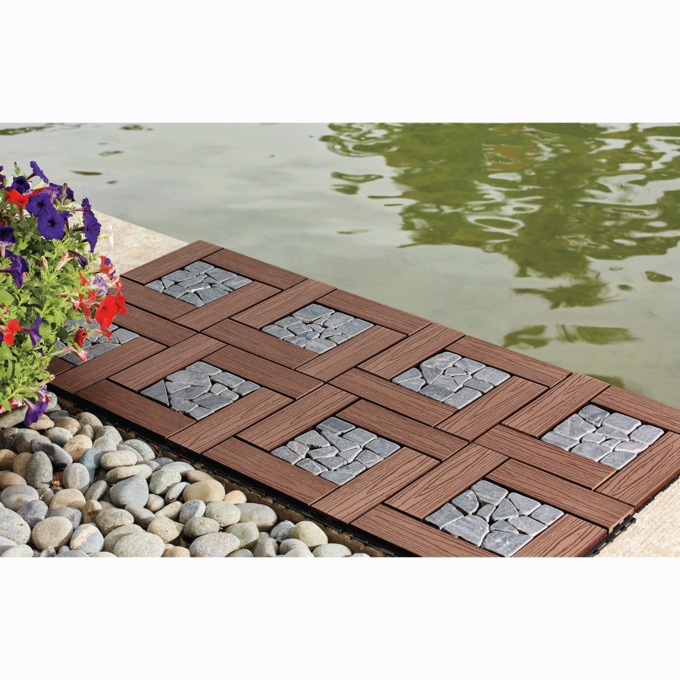 Set of 8 Outdoor Wood Patio Tiles, , large