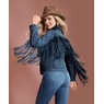 Denim Fringe Jacket, Blue, large