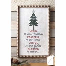 Merry Christmas Sign with Beaded Frame, , large