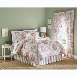 Scarborough Bouquet Comforter Set, Neckroll Pillow and Window Treatments, , large