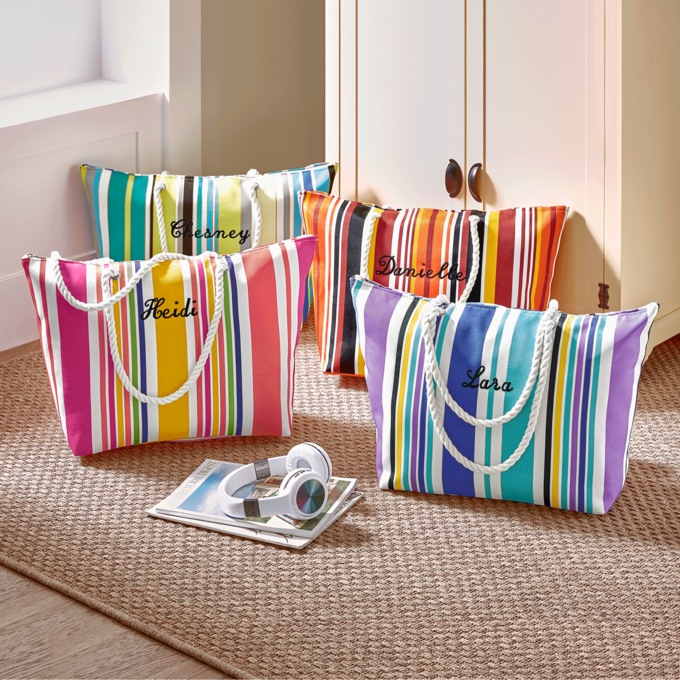 Personalized Striped Tote