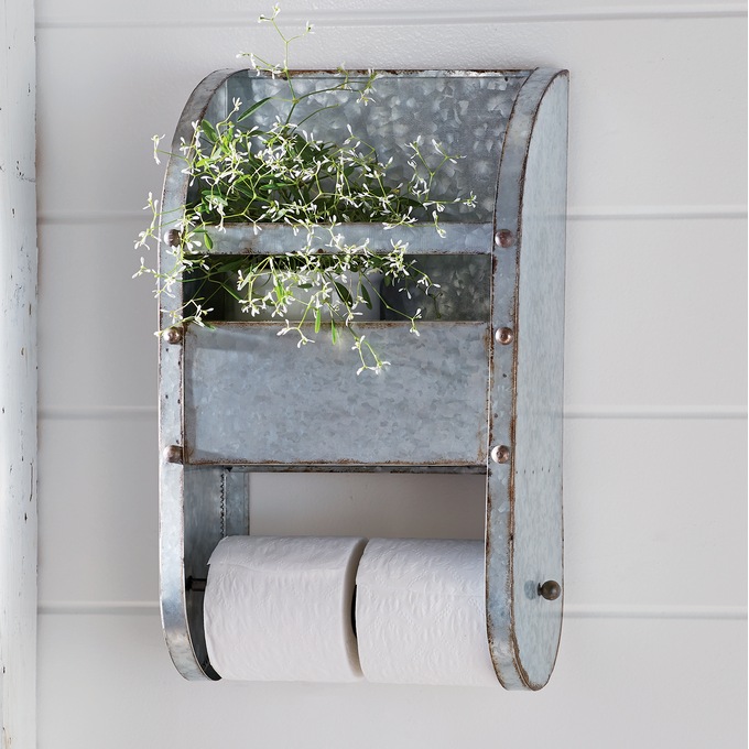 Galvanized Metal Wall Toilet Paper Holder, , large
