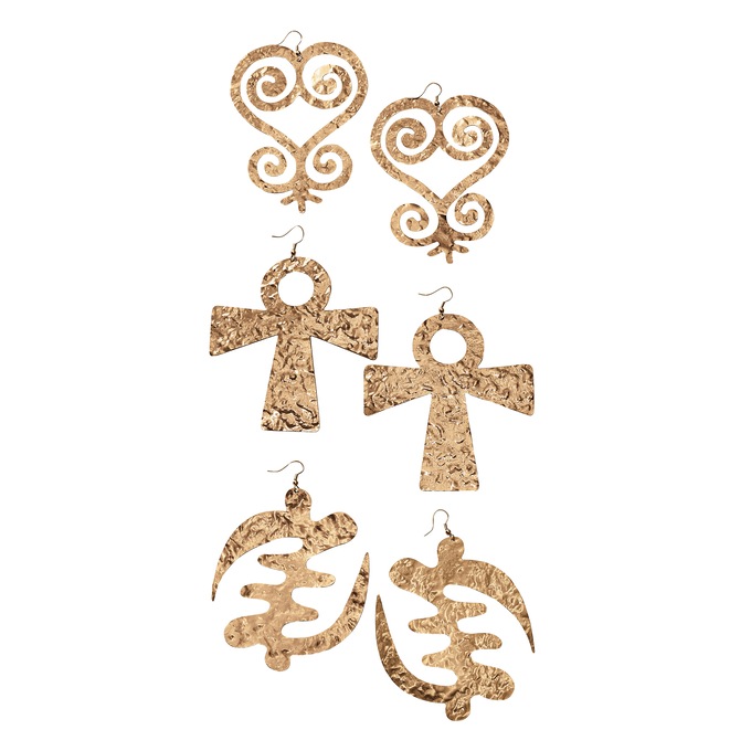 African Symbol Earrings, , large