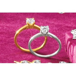 14K Gold Lab-Created Diamond Round Solitaire Ring, , large