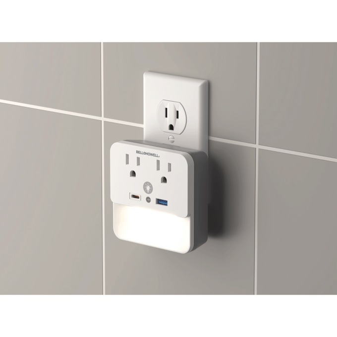 Bell+Howell Bionic Surge Protector Dimmable Night-Light, , large