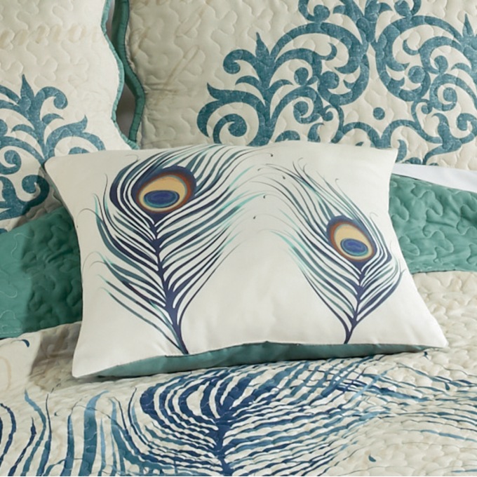 Peacock Script Bedspread Sham And Accent Pillow Seventh Avenue