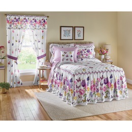 Butterfly Floral Skirted Bedspread, Sham, Pillow and Window Treatments, , large