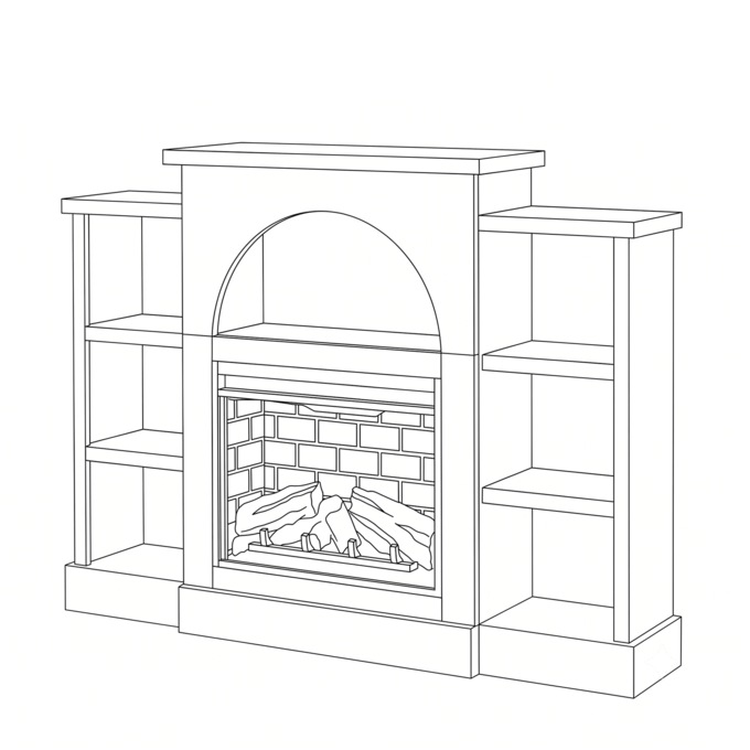 Cozette Fireplace Mantel with Built-In Bookshelves, , large