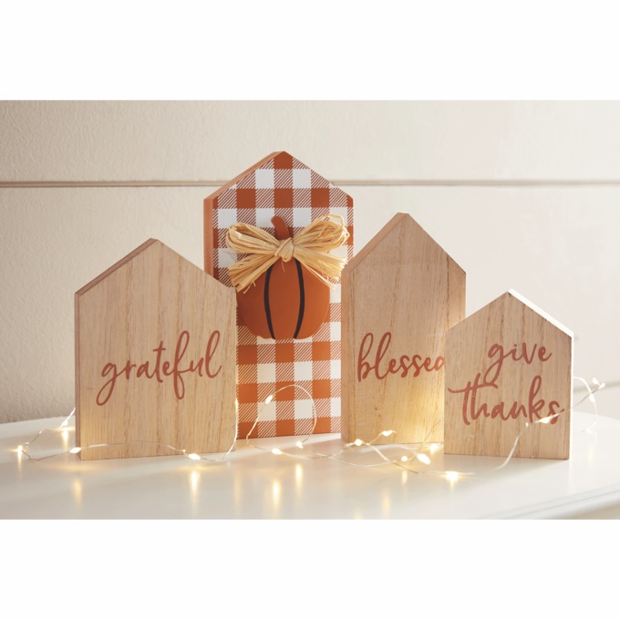 4-Piece Fall House Tabletop Décor, , large