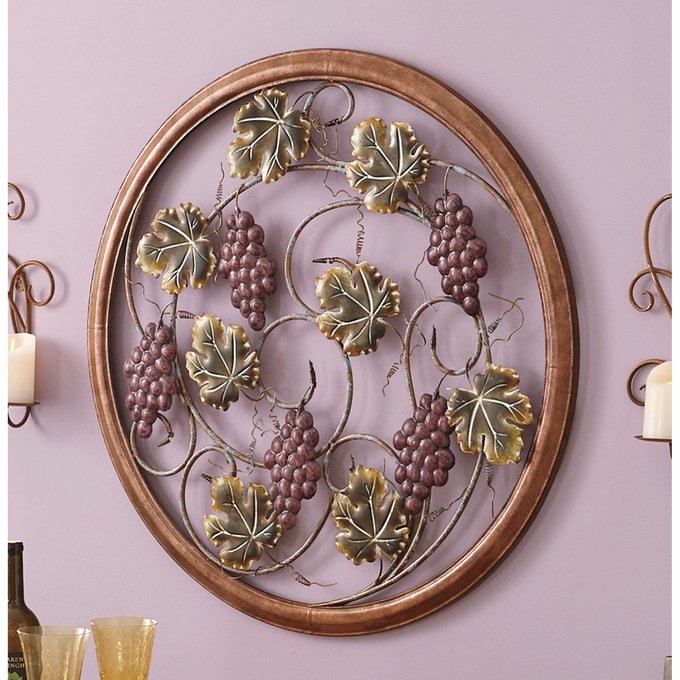 Round Framed Grape Wall Art, , large