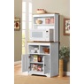 Katie Microwave Stand with Hutch, Oak White, large