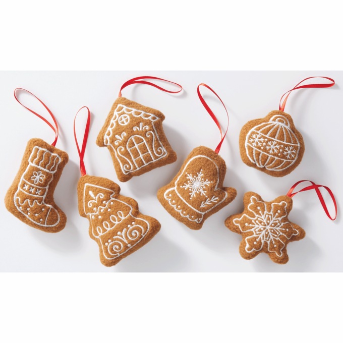 Set of 6 Fabric Ornaments, , large