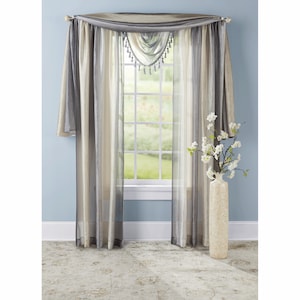 Ombré Tasseled Waterfall Valance, , large