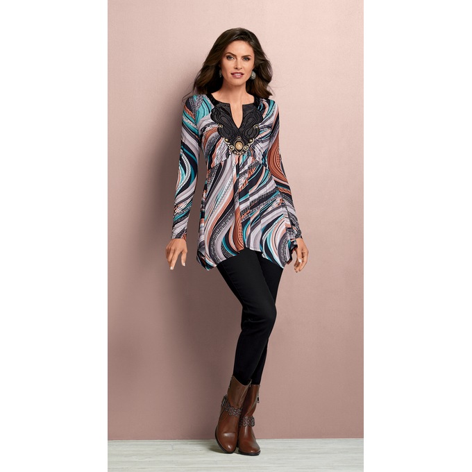 Cassandra Tunic, Swirl Print, large