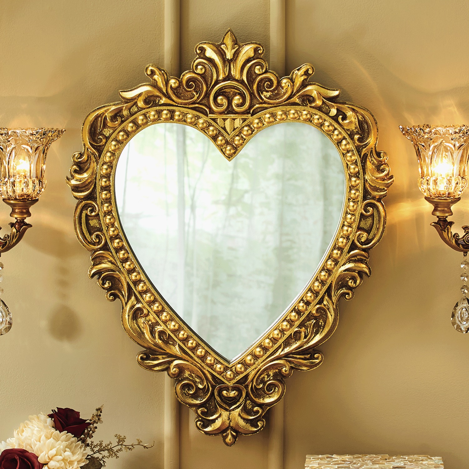 Golden Victorian Ornate Heart Mirror | Seventh Avenue