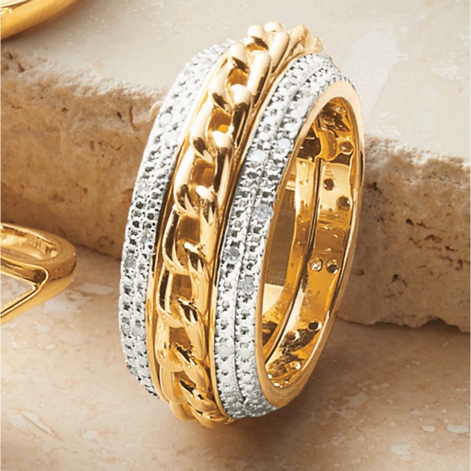 Men's Diamond Rope Chain Ring, , large