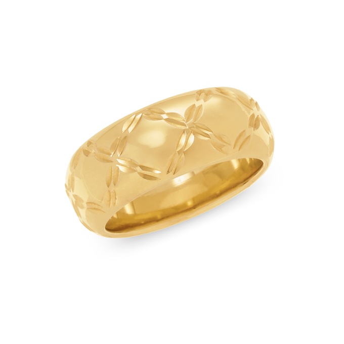 14K Gold Nano Diamond Resin 8mm Diamond-Cut Band, , large
