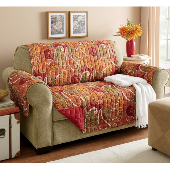 Quilted Furniture Protector and Pillow Cover, Paisley, large