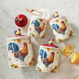 4-Piece Rooster Canister Set, , large