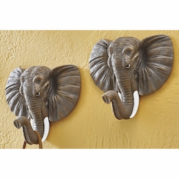 Set of 2 Elephant Wall Hooks, , large
