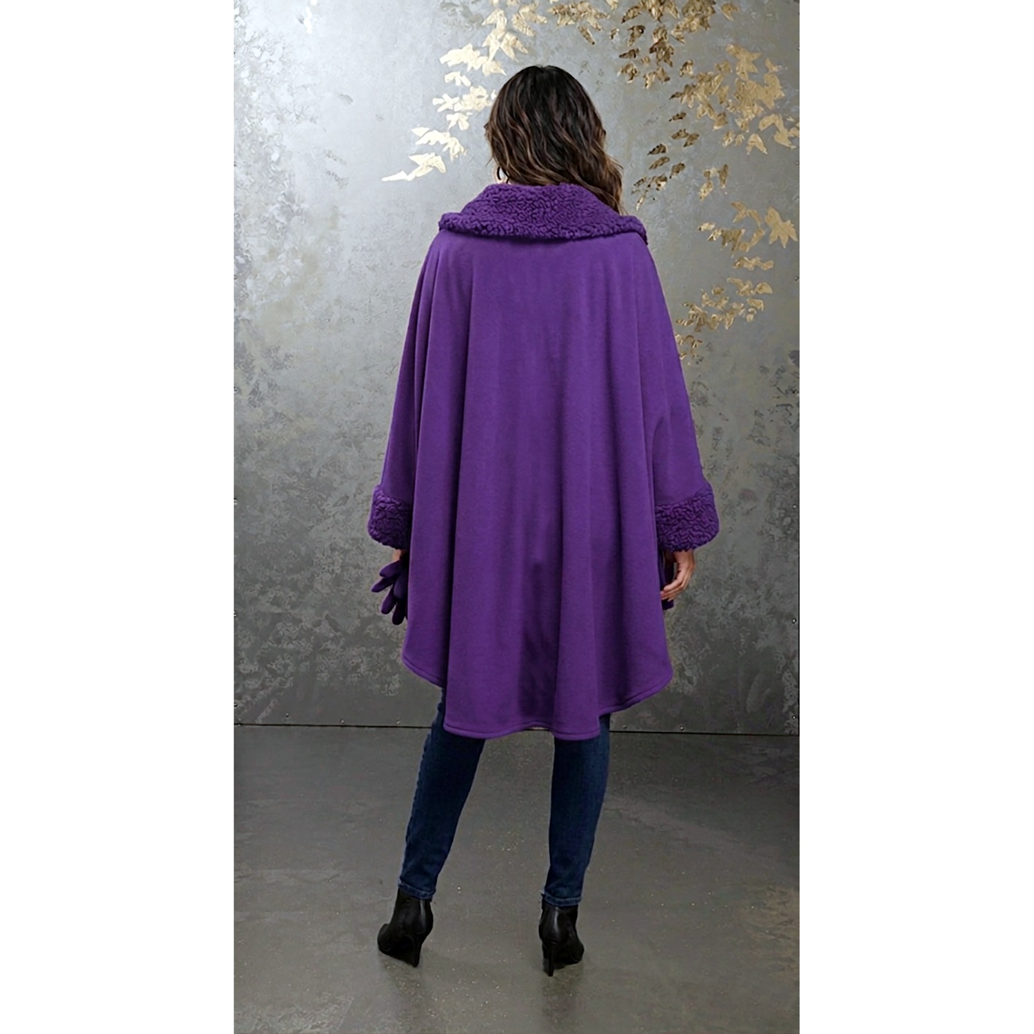 Gabriel ガブリエル モヘアウールダッフルコート 紫系 サイズ38 Sherpa-Trimmed Matching Fleece Cape with Gloves | Seventh Avenue