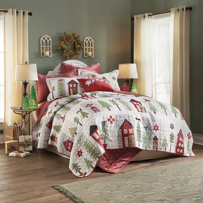 Winter Village Oversized Quilt and Sham, , large