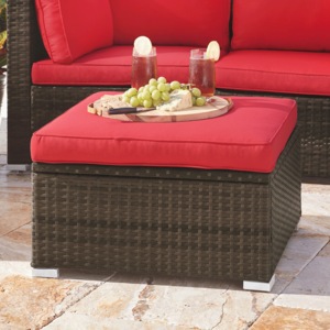 Wicker Storage Ottoman, , large