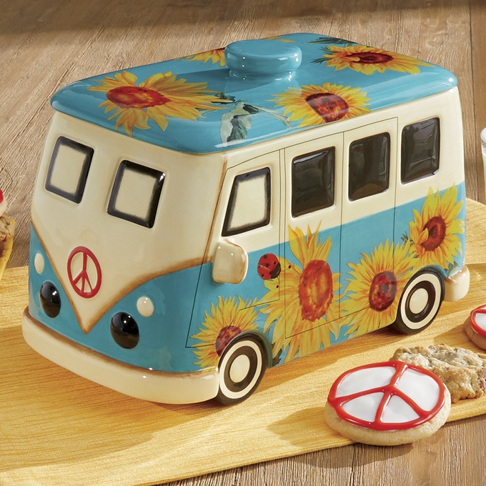 Hand Painted Sunflower Van Cookie Jar Seventh Avenue Hand Painted Sunflower Van Cookie Jar