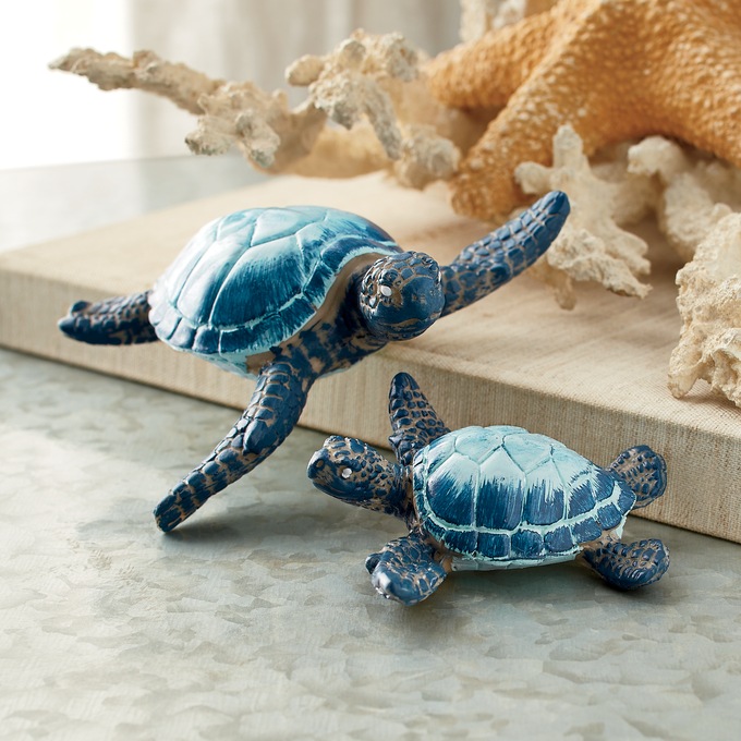 Set of 2 Resin Sea Turtles, , large