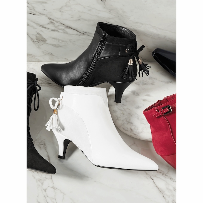 Tassel Trim Bootie for Women with 2.5" Heel and Memory Foam, , large