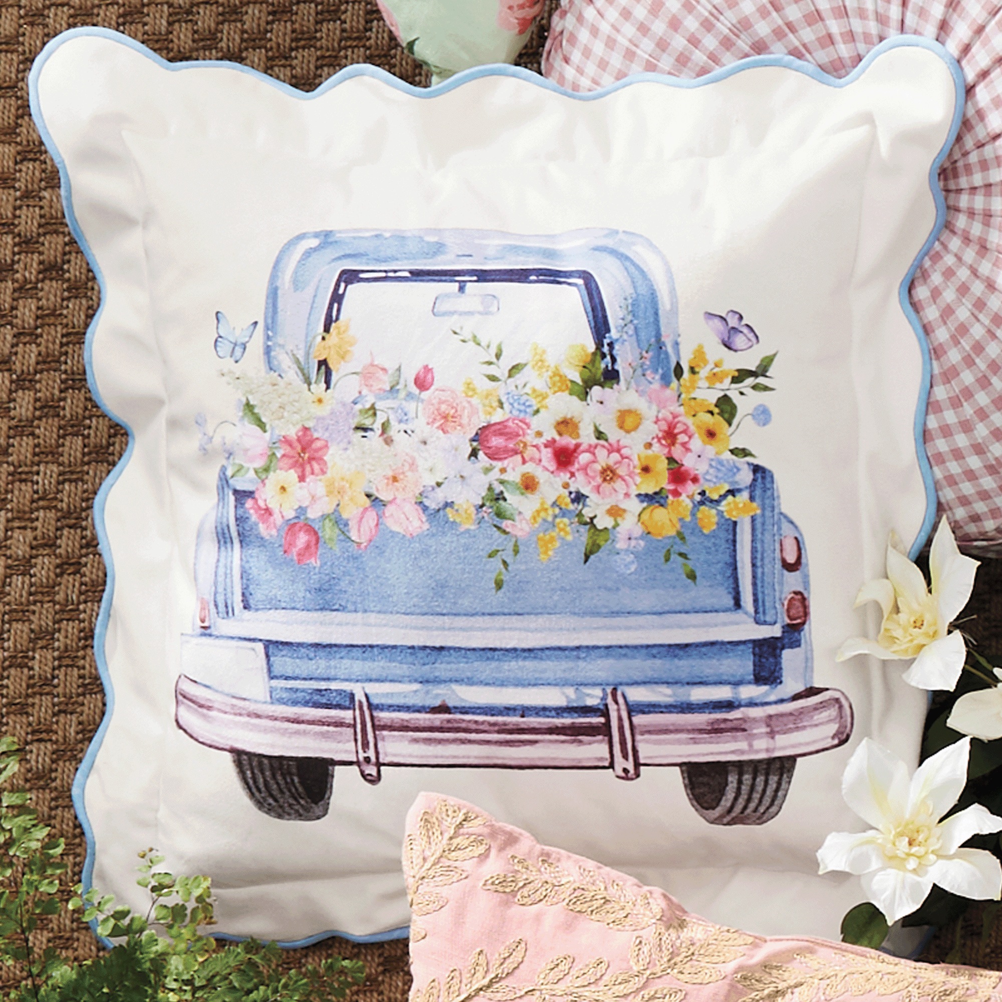 Flower Truck Pillow, Multi, large