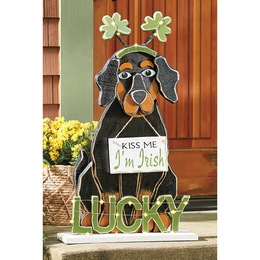 Chunky Wood Lit St. Patty's Dog, , large