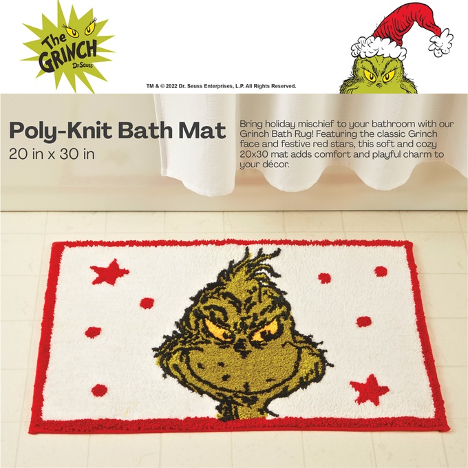 Grinch Jolly Stars Bath Mat, Multi, large