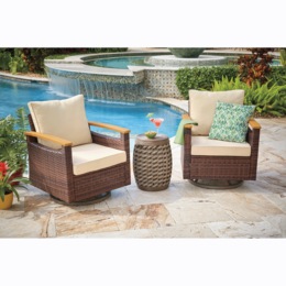 Set of 2 Caro Wicker Swivel Chairs, , large