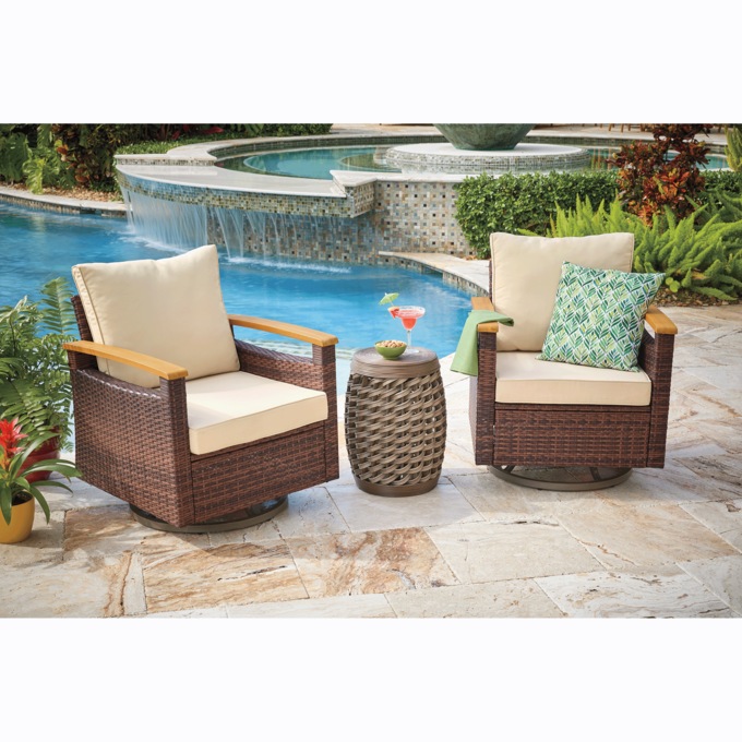 Set of 2 Caro Wicker Swivel Chairs, , large