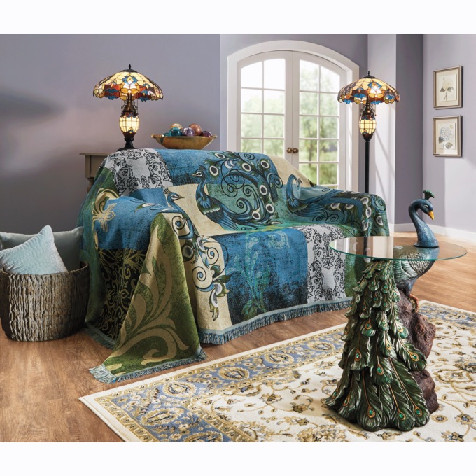 Peacock Tapestry Furniture Throw Seventh Avenue