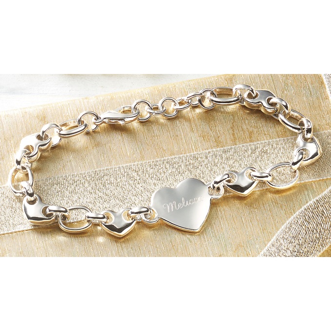 Personalized Name Heart Link Bracelet, , large