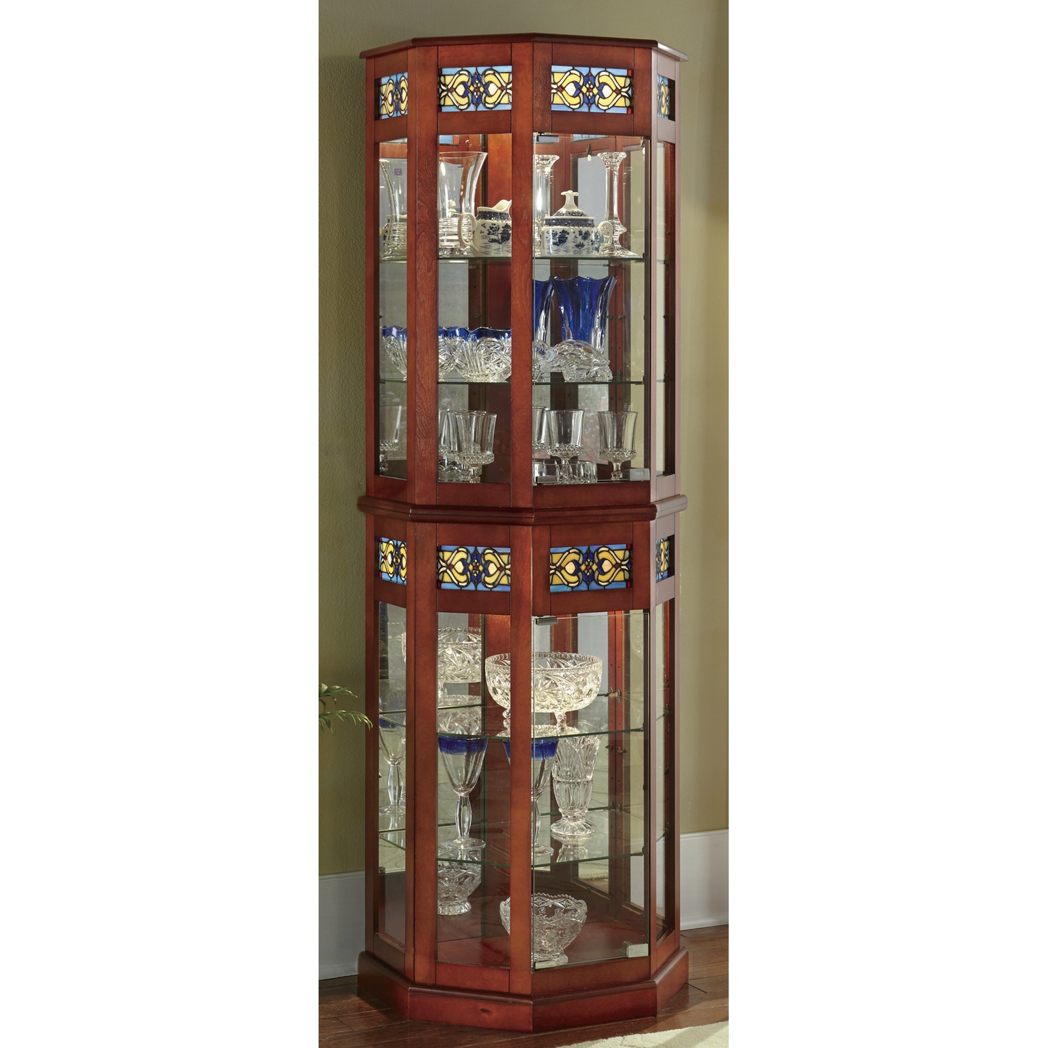 Stained Glass Lighted Curio Cabinet Glasses Blog