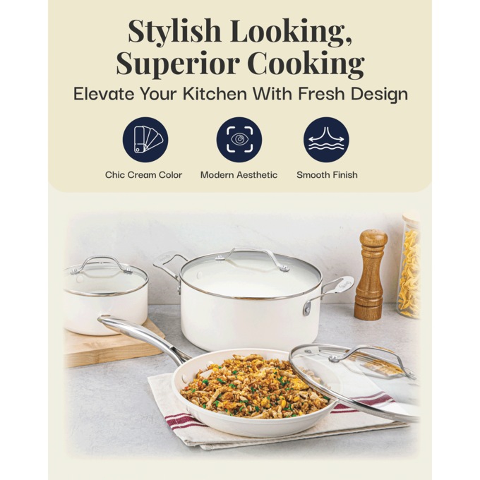 Gotham Steel Natural 12-Piece Ceramic Nonstick Cookware Set, , large