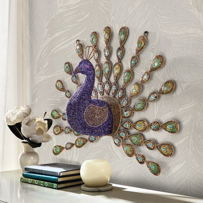 Beaded Peacock Wall D&eacute;cor, , large