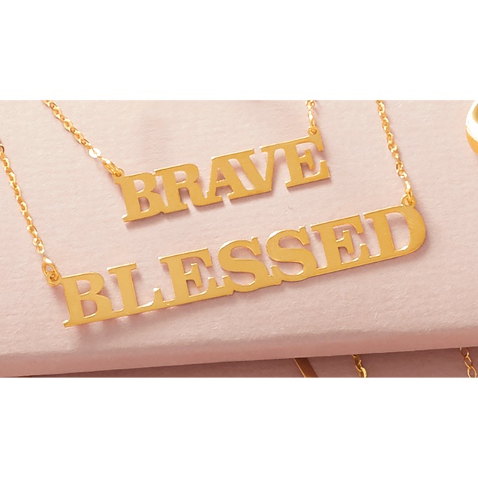 10K Gold Word Necklace, , large
