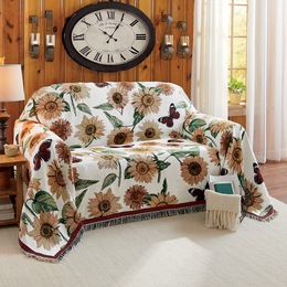 Sunflower and Butterfly Tapestry Furniture Throw, , large