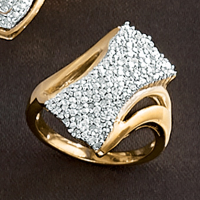 Diamond Curve Bar Pave Ring, , large