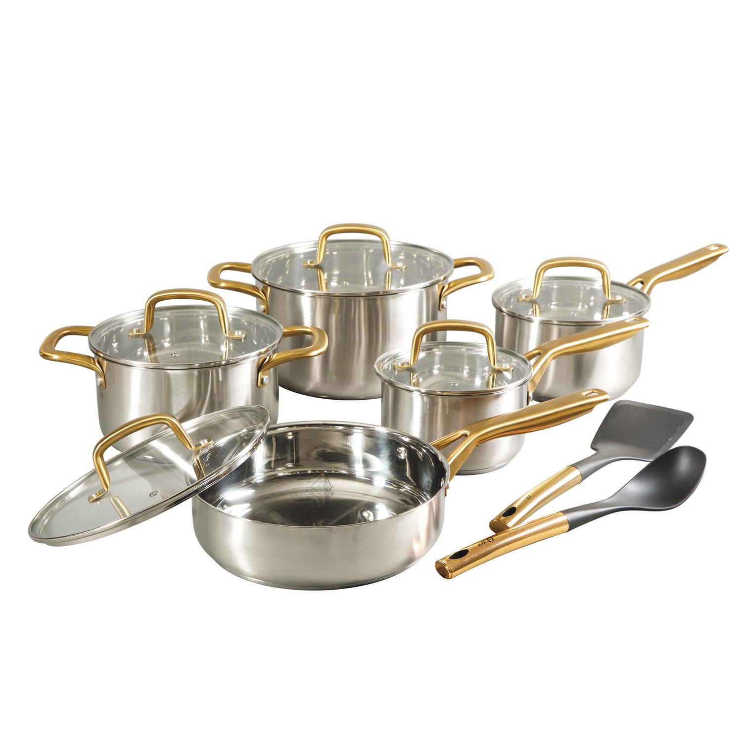 Oster Davinelle 12-Piece Stainless Steel Cookware Set | Seventh Avenue