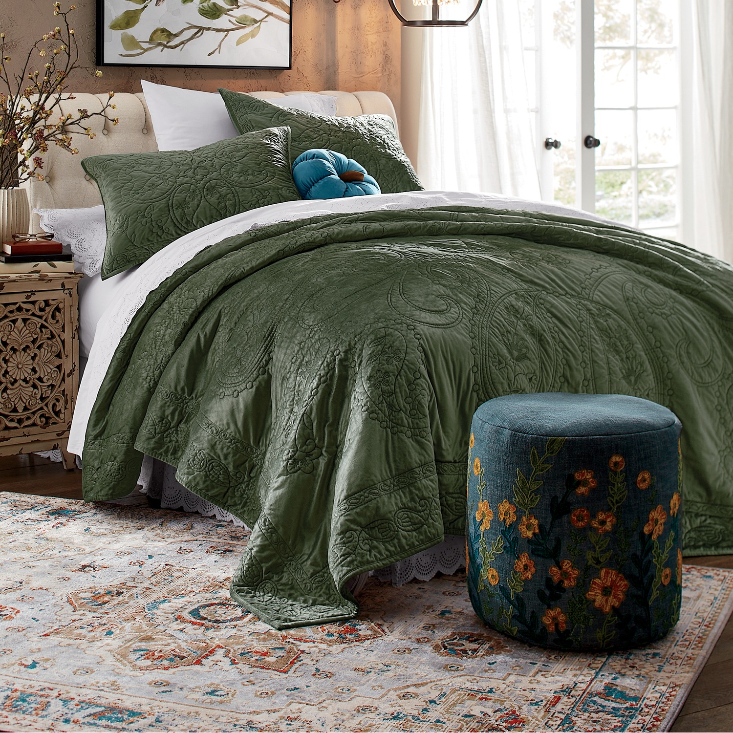 Delphine Oversized Velvet Quilt and Sham Seventh Avenue