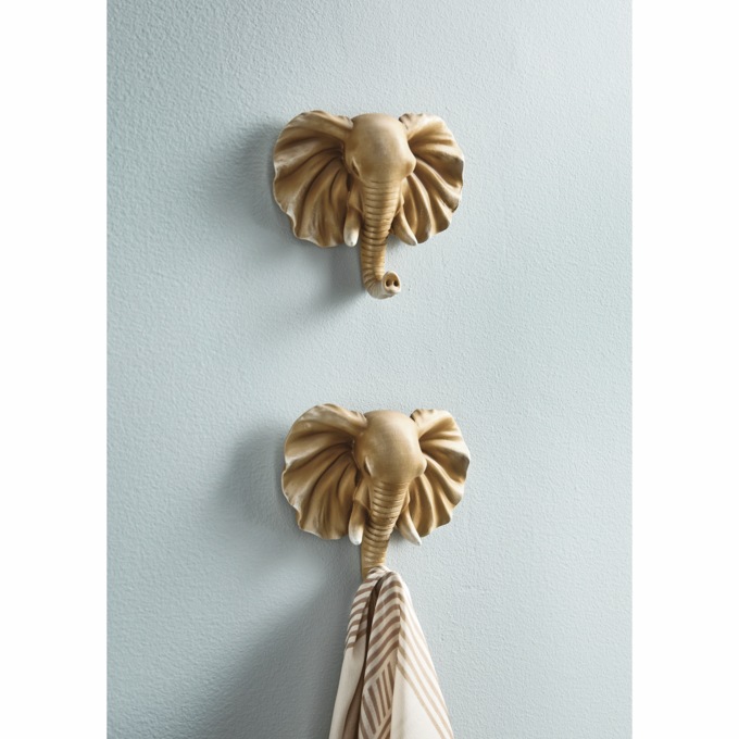 Set of 2 Elephant Wall Hooks, , large