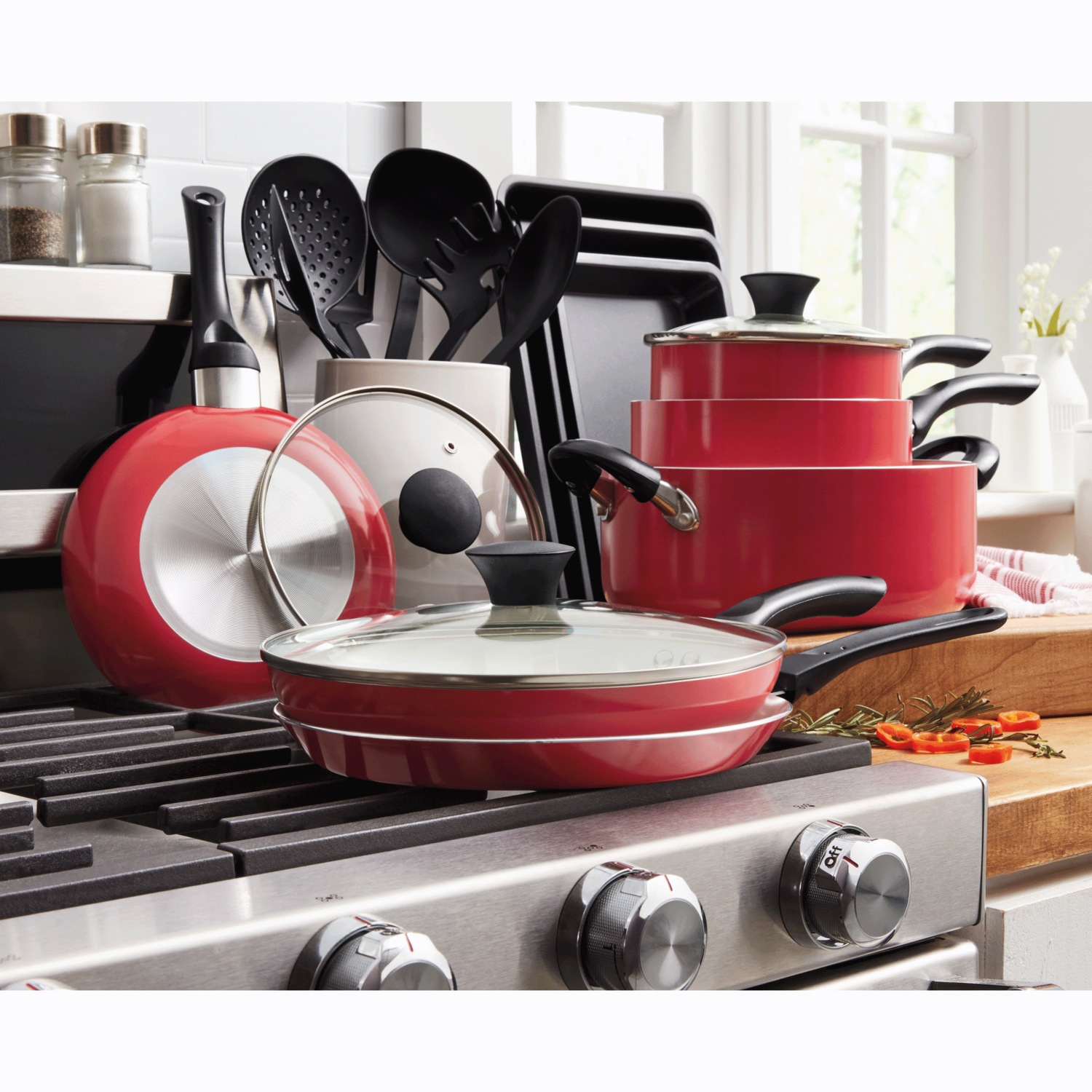 18-Piece Aluminum Ceramic Cookware Set | Seventh Avenue