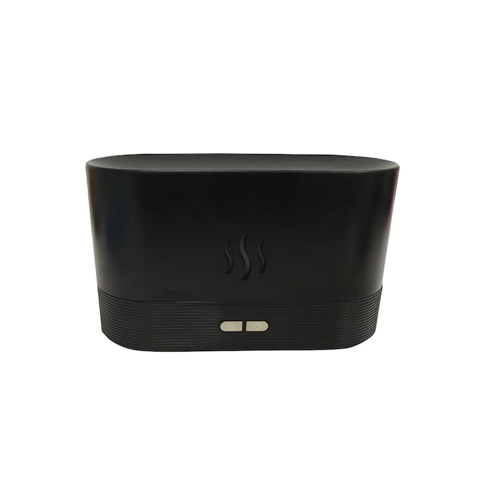 Aromatherapy Flame-Effect Diffuser with Color-Changing LEDS and Essential Oils, Black, large